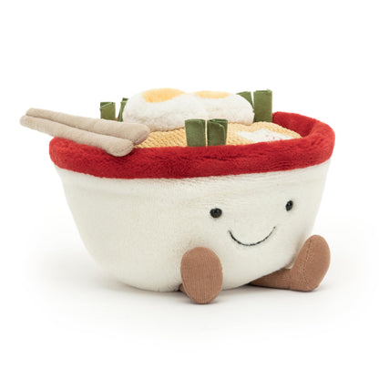 Jellycat Amuseables Ramen stuffed toy, 6.5 inches, featuring a cute plush design of a bowl of ramen noodles.