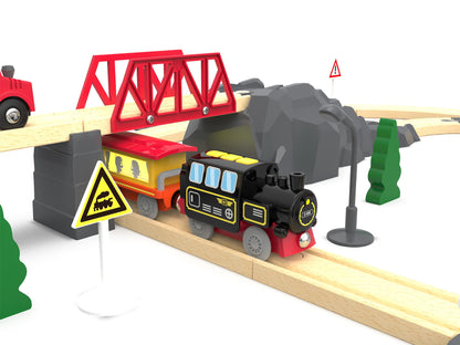 Motorized Train for Wooden Track, Remote Control Train with Magnetic Connection, Battery Operated Locomotive Train for Toddlers, Compatible with Thomas, Brio, Chuggington