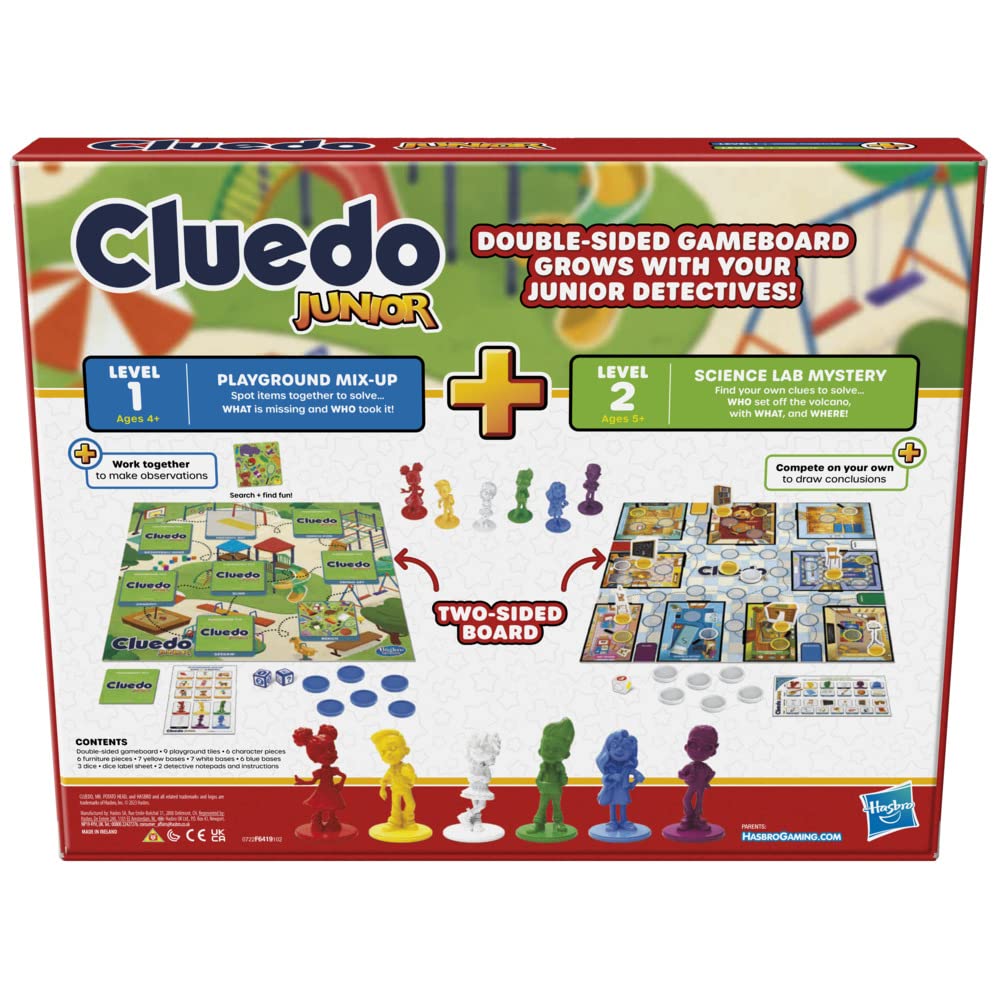Hasbro Gaming Cluedo Junior Board Game, Reimagined Classic for 2-6 Players, Detective Games for Boys and Girls, 2 in 1 with 2-sided Gameboard, Fun Toy
