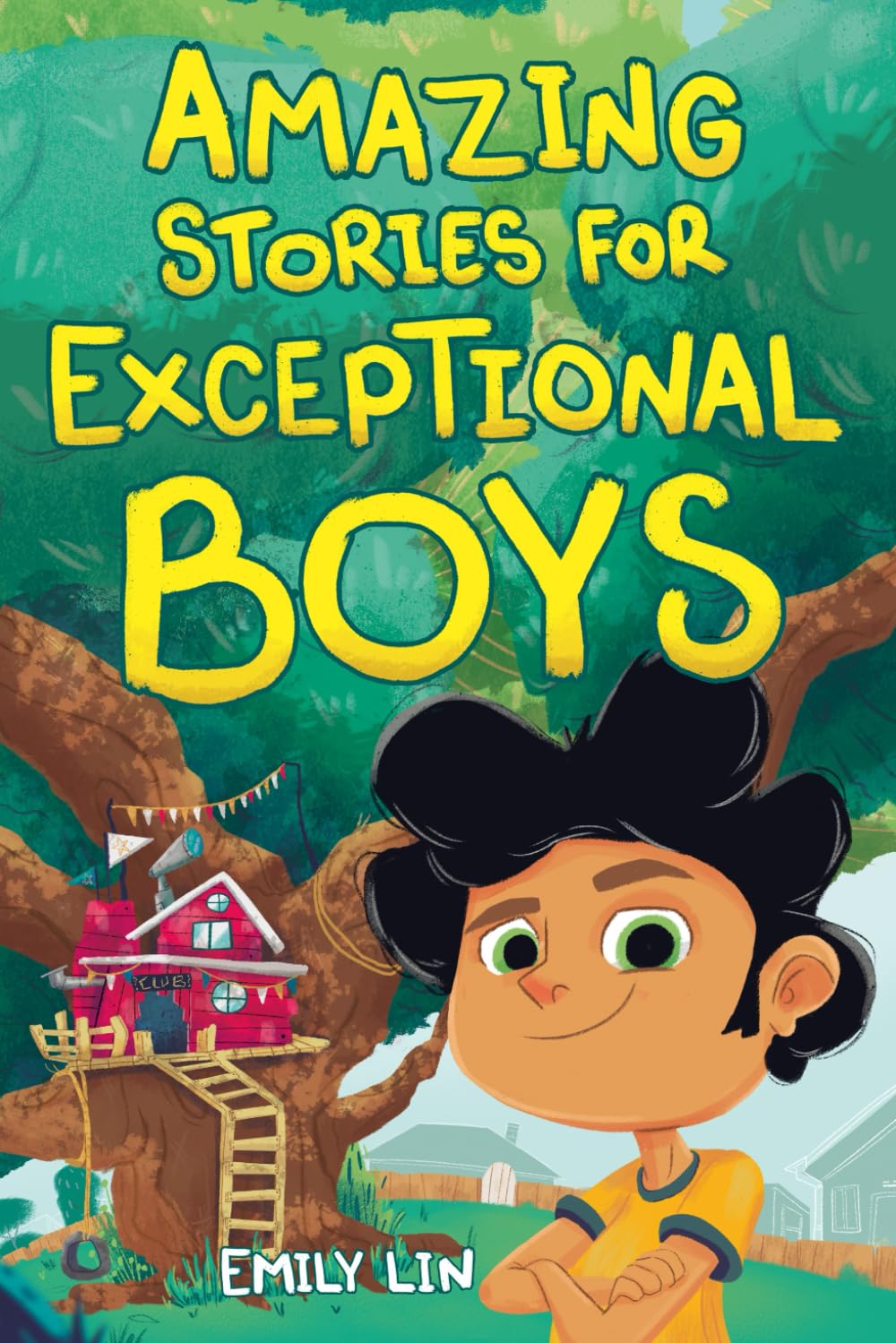 Cover of "Amazing Stories for Exceptional Boys" by Super Toy Store, featuring colorful illustrations of brave boys and adventurous scenes.