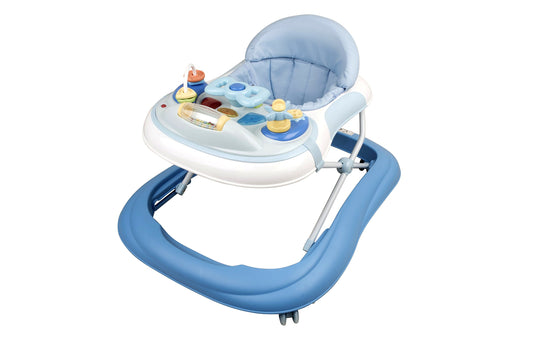 Babyco baby walker with lights and music, featuring a colorful seat and sturdy frame for early walking support.