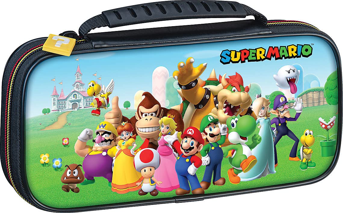 Game Traveler Bigben Interactive Switch travel case featuring Super Mario & Friends with a colorful, durable Nintendo-themed design.