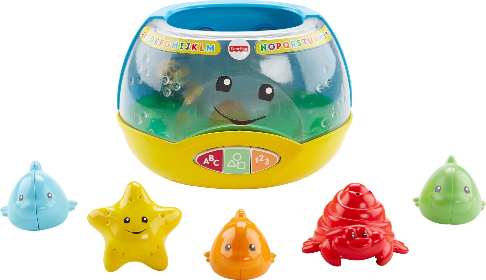 Fisher-Price Laugh & Learn Magical Lights Fishbowl toy for babies 6+ months with colorful lights and learning content.