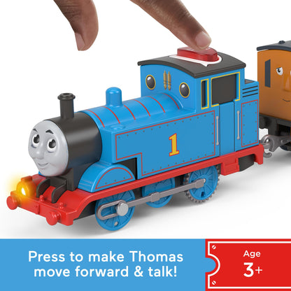 Thomas & Friends Toy Train, Motorized Talking Engine & Cargo Car/Tender Featuring Thomas from the Classic Series & All Engines Go, JDF25