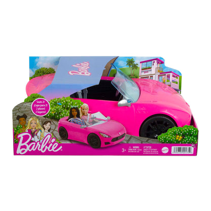 Barbie Convertible 2-Seater Vehicle, Pink Car with Rolling Wheels & Realistic Details, Gift for 3 to 7 Year Olds, HBT92