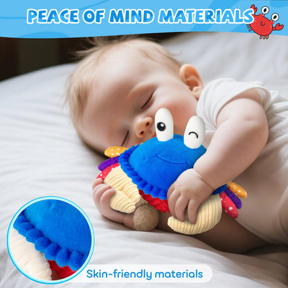 SAIMAND Dancing Crab Baby Toys 6-12 Months, Musical Crawling Crab with Music, Record & Replay, Montessori Sensory Plush Tummy Time Toys for 1 2 3 Year Old Boys and Girls Gifts (Blue)