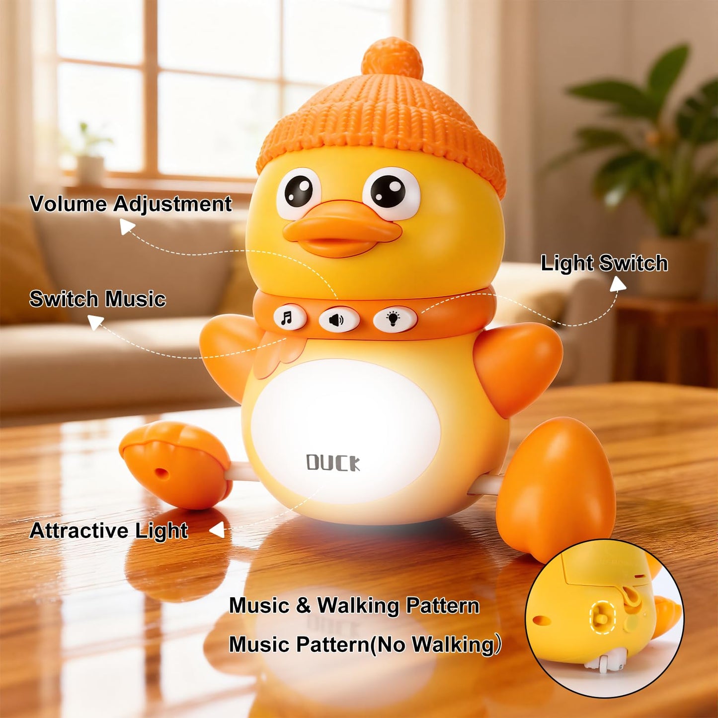 QASUN baby sensory toy for 6 to 12 months, featuring light-up and musical elements for tummy time and crawling play.