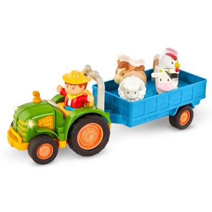 Battat farm toy set with light and sound toy tractor, trailer, and animal figures for toddlers and kids aged 18 months+