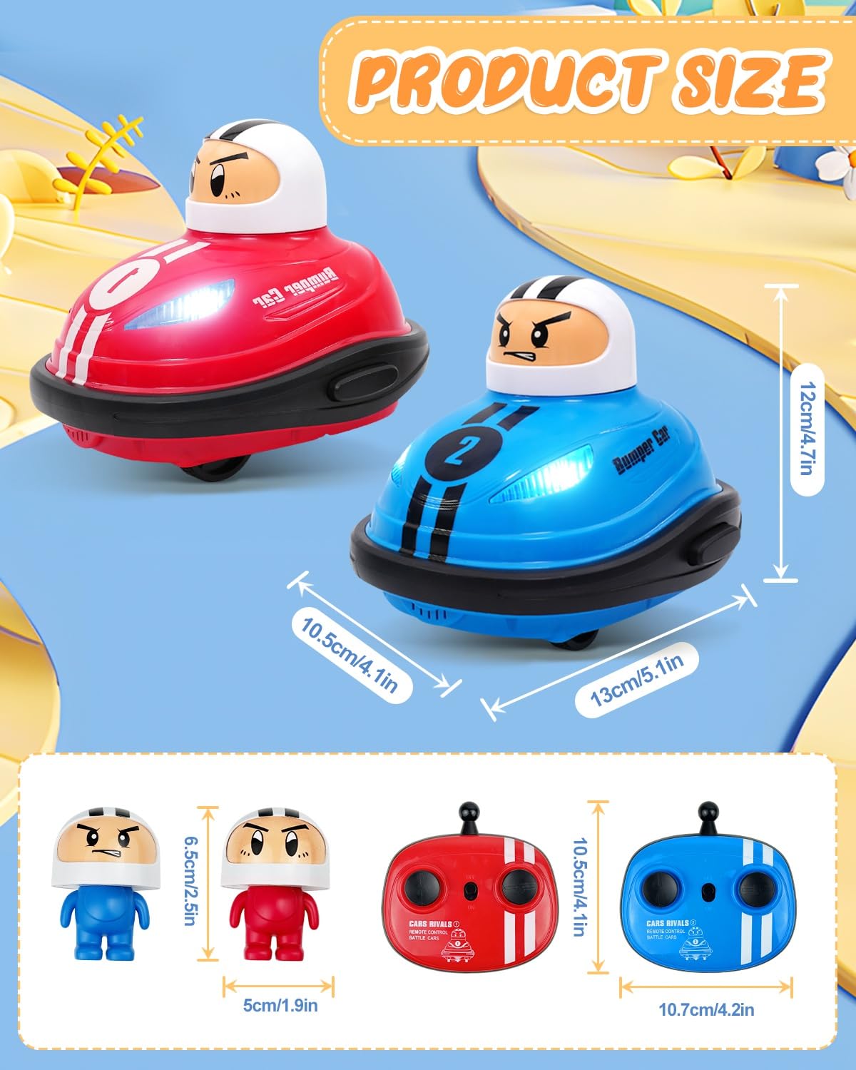 Torlaist 2 Pack Remote Control Cars for Kids, RC Cars with Popup Doll, Music and Lights, Easy to Operate for Boys and Girls, for Easter, Christmas, Birthdays and Party Favors