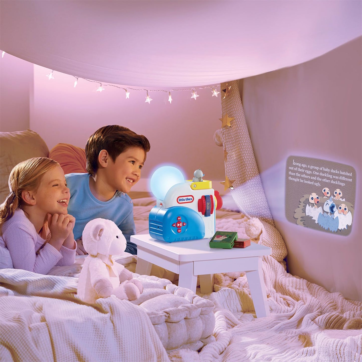 Little Tikes Story Dream Machine Starter Pack with 3 Classic Fairytale Stories - Light, Sound, and Audio Projector for Kids - Includes 3 Stories and 1 Character - For Kids Ages 3+ Years