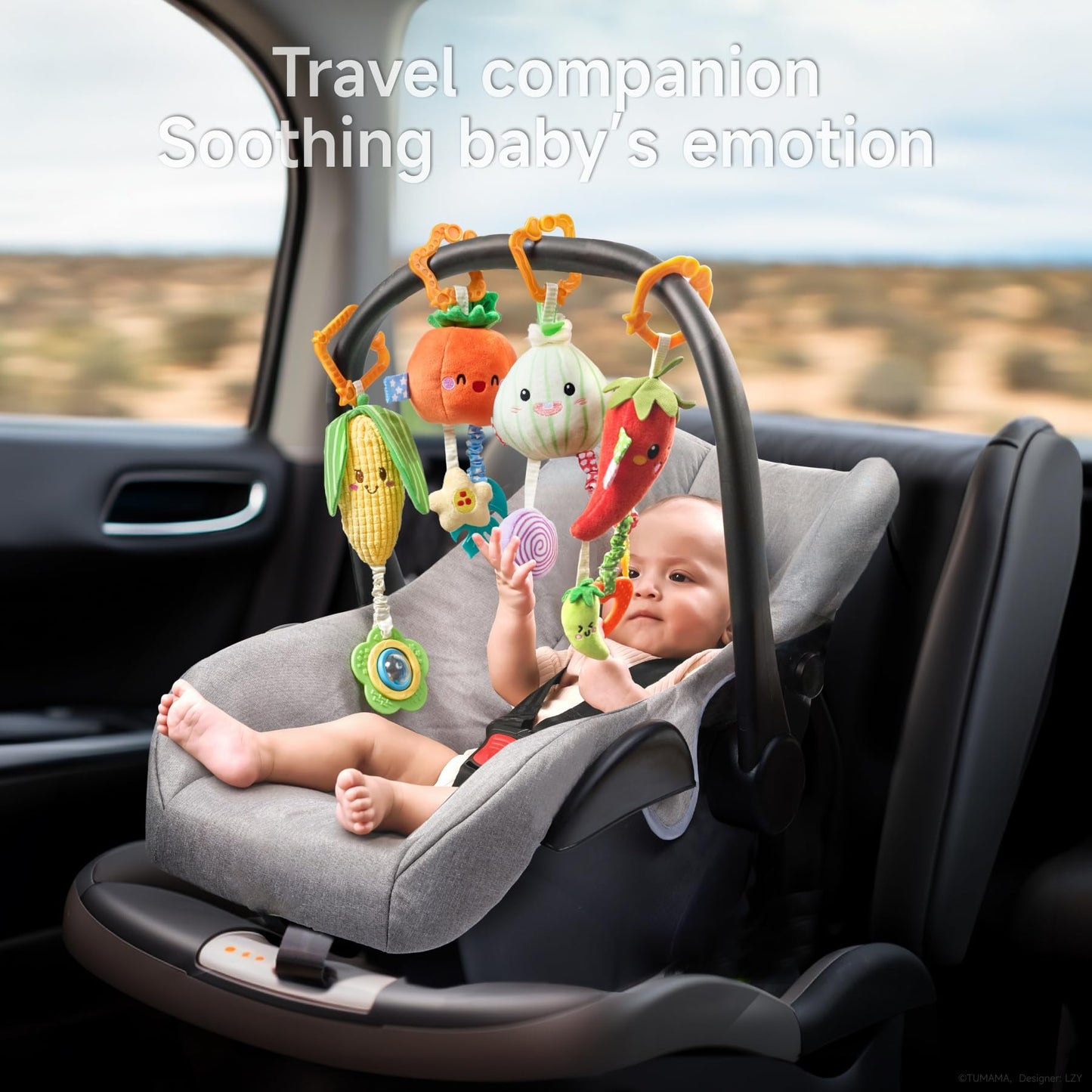 TUMAMA KIDS baby rattle toy clip on pram for newborns, sensory toy for boys and girls, suitable for 0-12 months.