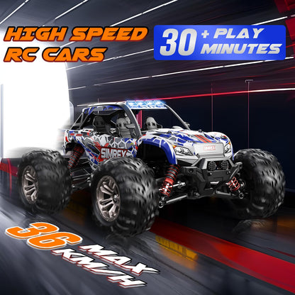 SIMREX 1:16 Scale Hobby RC Car, 36 KPH High-Speed 4WD RC Truck, 2.4 GHz Remote Control Car, 4WD All-Terrain Electric Vehicle, Off-Road Vehicle for Kids And Adults