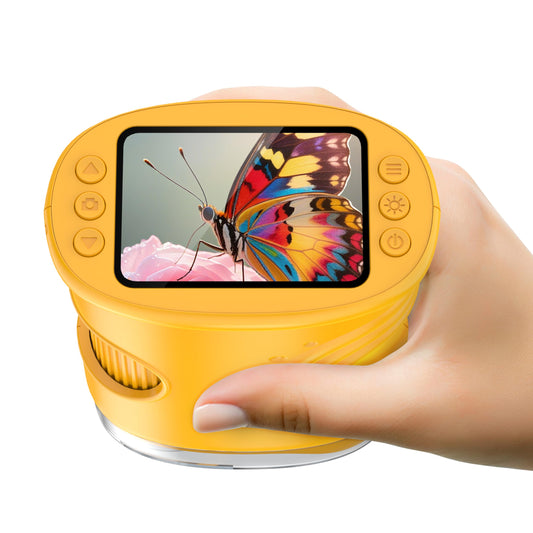 LELESUN 4K kids' handheld microscope with 1000X magnification, portable STEM science toy for children ages 4-12.