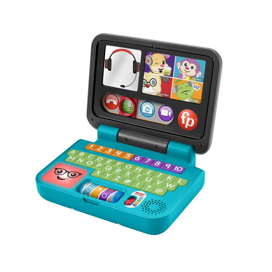 Fisher-Price Laugh & Learn Let's Connect Laptop toy with colorful buttons and Smart Stages learning content for infants and toddlers