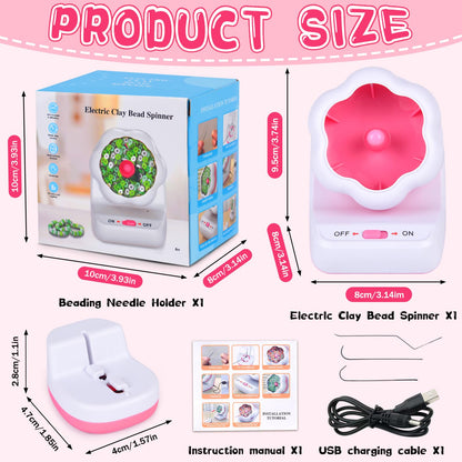 Clay Bead Spinner, Electric Bead Spinner for Jewelry Making, USB Charging Bracelet Maker Machine,Bead Spinner Needles and Thread for Making Waist Beads, Bracelet, Necklace