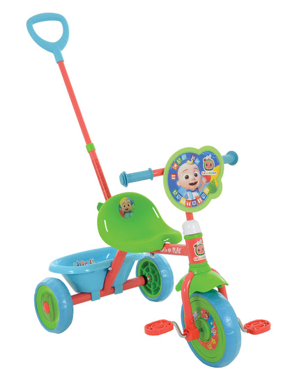 CoComelon My First Trike for Toddlers - Baby Trike with Parent Handle - Adjustable Tricycle - Push Along Bike - 79x44x97cm
