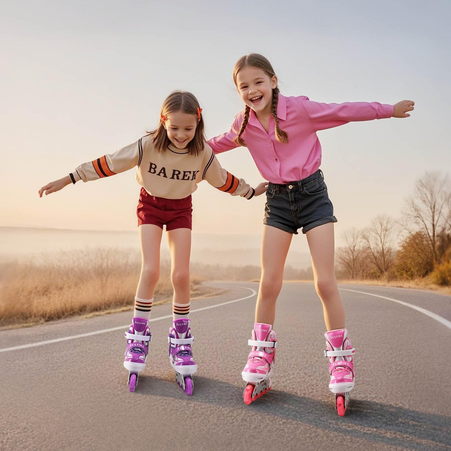 Kids Inline Skates Girls, Adjustable Roller Skates Blades with Light Up Wheels for Beginners Girls (Purple, Medium (UK 1-4))