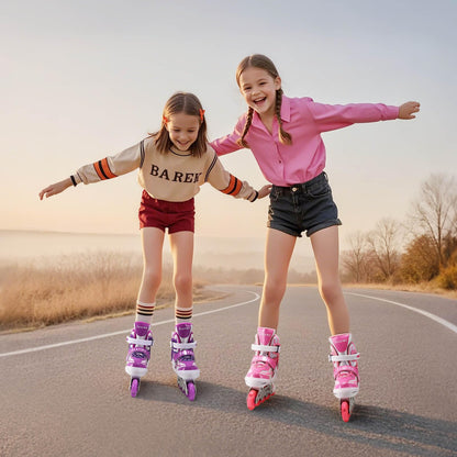 Kids Inline Skates Girls, Adjustable Roller Skates Blades with Light Up Wheels for Beginners Girls (Purple, Medium (UK 1-4))