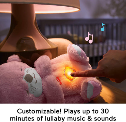 Pink Fisher-Price Baby Soothe ‘n Snuggle Otter plush toy with lights, breathing motion, and sound machine for newborns.