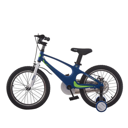 Blue BSTSEL children's 14-inch bicycle with stabilizers and double brakes, suitable for boys and girls ages 2-9.