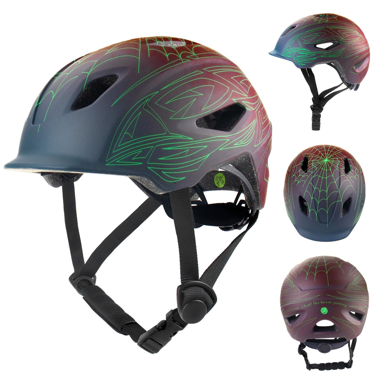 Kids Bike Helmet, Toddler Helmet with Peak Age 3-13, Lightweight PC Shell Boys Girls Adjustable Bike Helmet, Multi-Sport Cycle Scooter Skateboard Skate Protective Helmet 49-58cm (Rosewood)