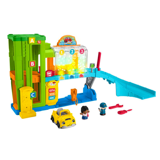 Fisher-Price Little People car garage with Smart Stages, light-up learning features, multicolour, suitable for 1-3 year olds, gift idea