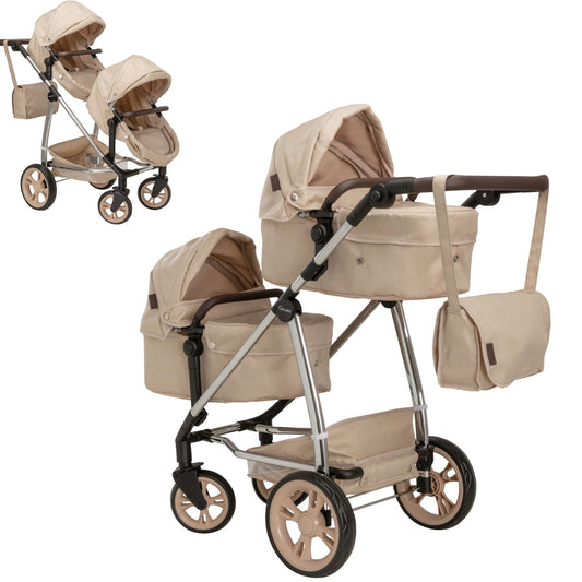 Premium Celuna Total Twin Pushchair | Pram, Stroller, Pushchair System With 9 Play Patterns | Double Dolls Pram Matching Changing Bag, Adjustable Height Handle And Multiple Seating Options | 3+