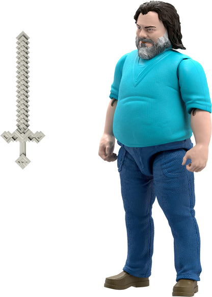 Mattel Minecraft Large-Scale Action Figure, 12-inch Posable Steve Toy Collectible Inspired by A Minecraft Movie, JGG67