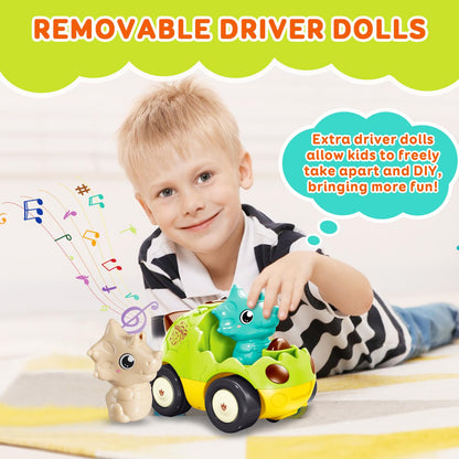 Pup Go Toddler Remote Control Car for Age 18 Months+, 2 Interchangeable Dino Dolls, Lively Music & Lights, First RC Toy for Boys Girls 1-3 Year Olds, Ideal Christmas Birthday Gift (Pastel Green)