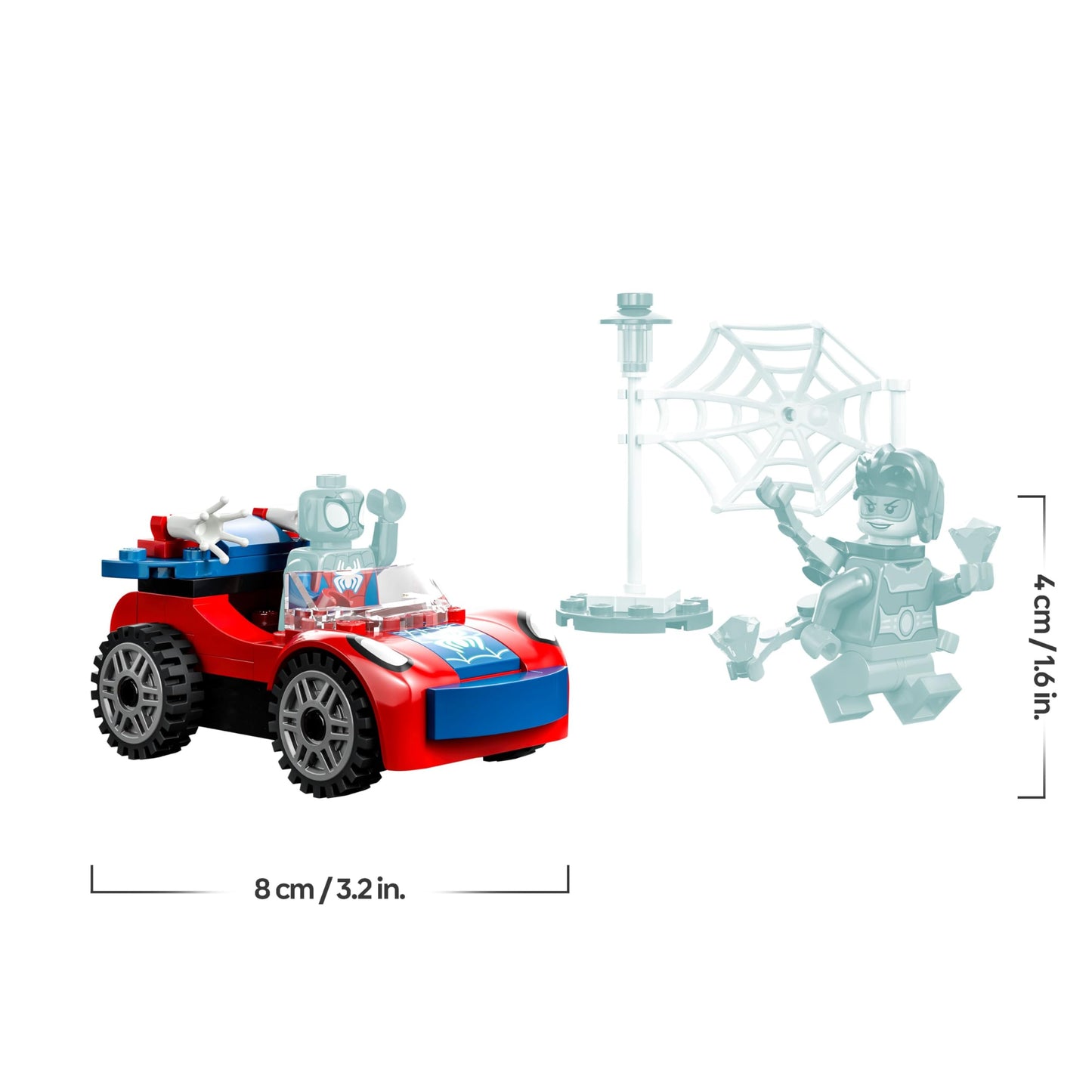 LEGO 10789 Spider-Man's Car and Doc Ock set with glow in the dark pieces, designed for kids aged 4 and up.