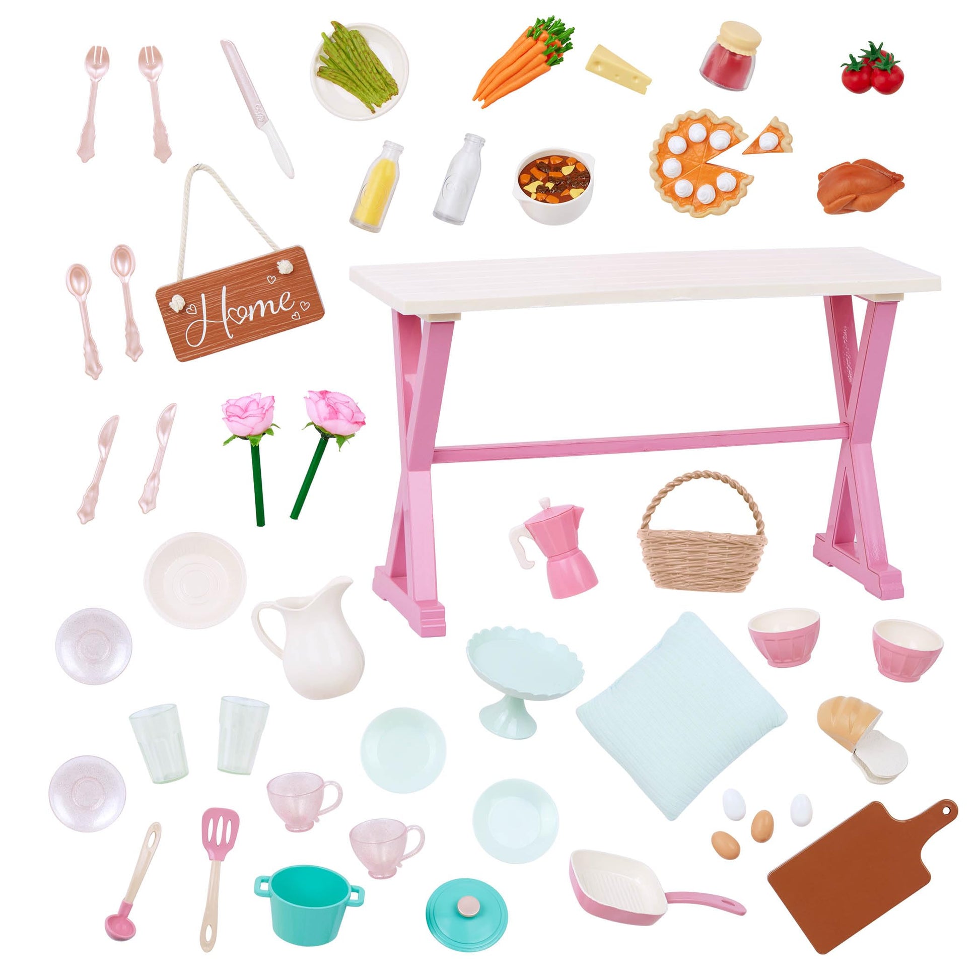 Our Generation 18-inch dollhouse playset with furniture, play food, and animal sounds for imaginative pretend play.
