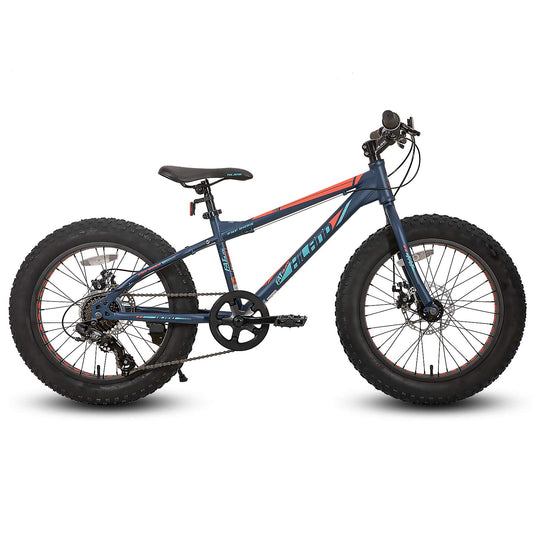 Hiland 20 Inch Kids Bicycles Fat Tire Mountain Bike for Boys and Girls, 7 Speed Blue Mountain Bike, Dual-Disc Brake, Kids Beach and Snow Bicycle