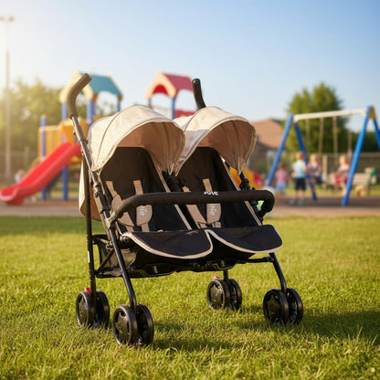 Joie Aire Twin Pushchair | Childrens Double Stroller Pram In Black & Stone | Childrens Baby Doll Stroller Toy Umbrella Fold Stroller | Role Play Toy Dolls Buggy Pushchair | Ages 3+