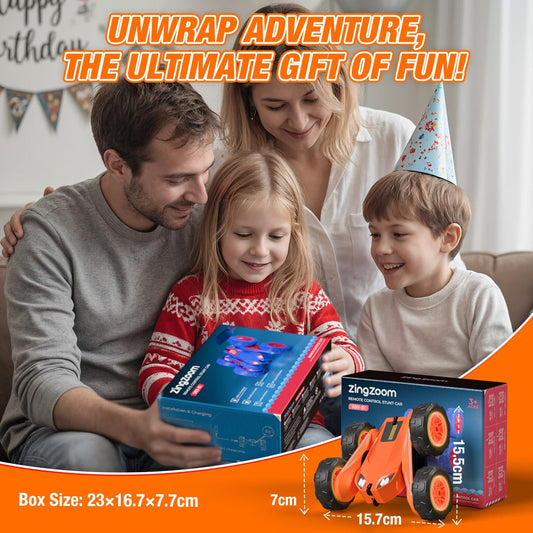 Dual Direct Charging Remote Control Cars with LED Light,High Speed 2.4Ghz 4WD Rc Stunt Car,Indoor and Outdoor 360° Rotates 180°Flips Electric Vehicle Toys Gifts for 3-12 Year Old Boys Girls Kids