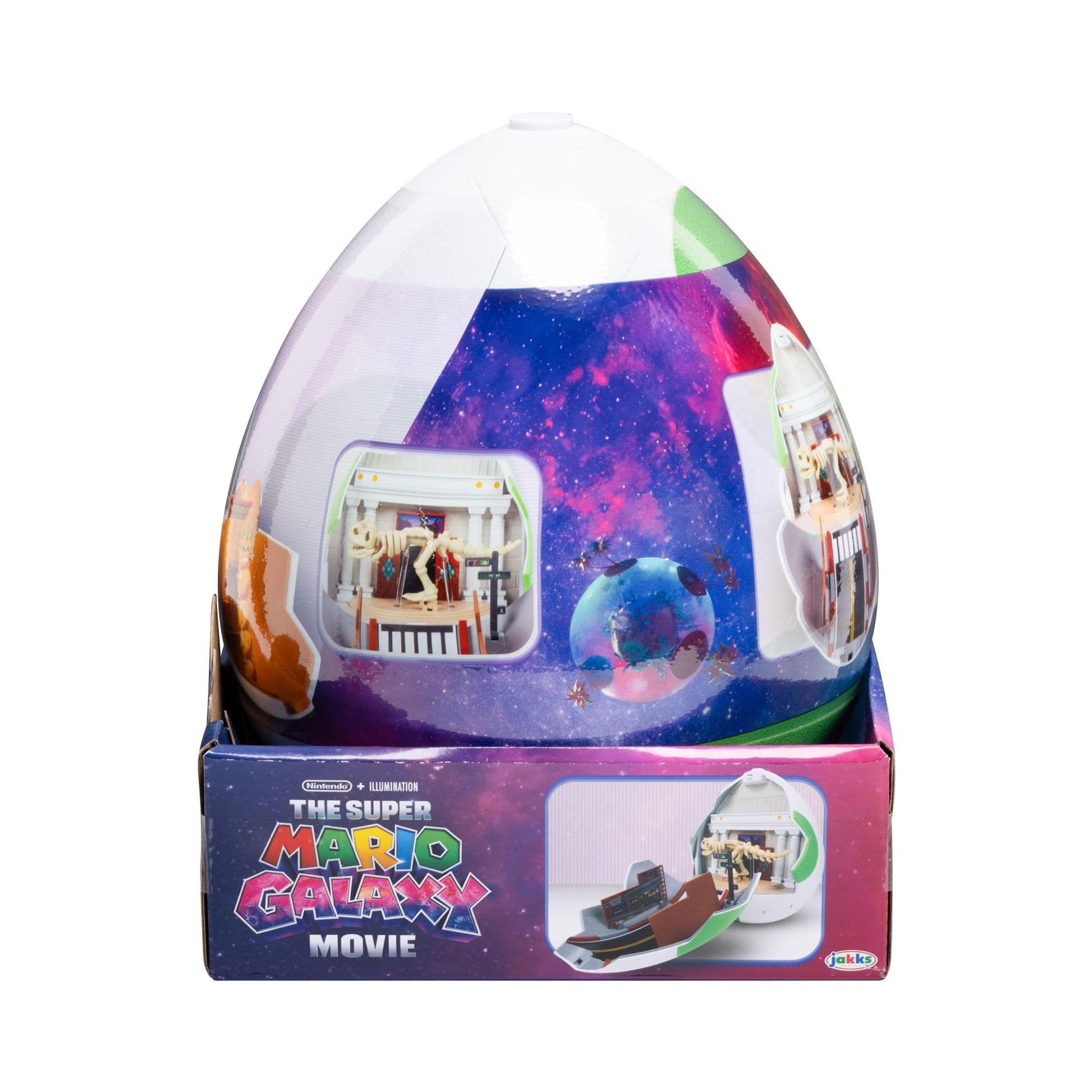 Super Mario Galaxy Yoshi Egg 9-inch playset with action figures and mini figures, officially licensed by Jakks Pacific for ages 3+.