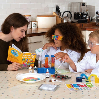 Galt Rainbow Lab children's science kit with colorful crystals and 12 experiments, STEM toy for kids ages 5 and up.
