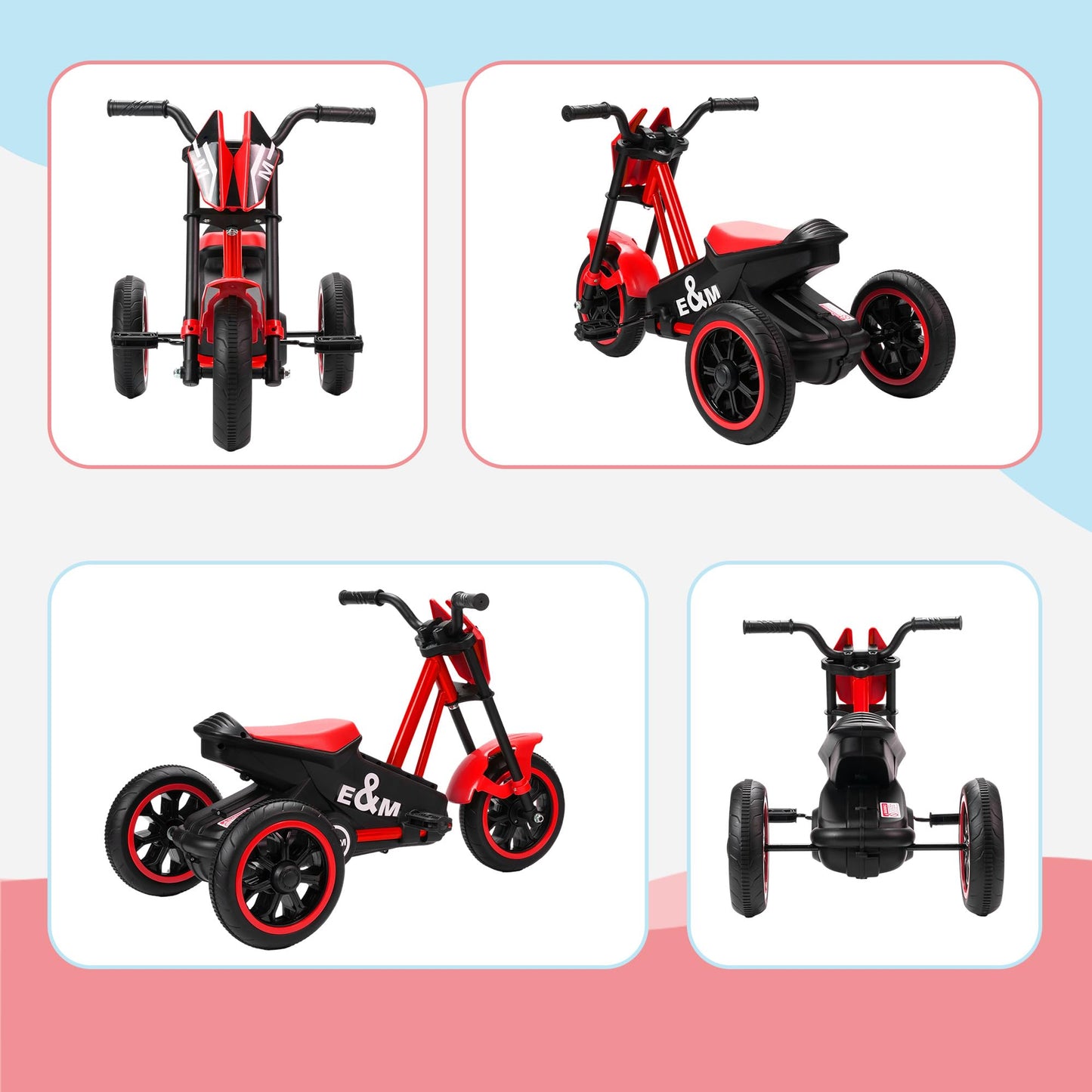 AIYAPLAY Kids Tricycle Baby Trike, Kids Trike with Pedal for Boys and Girls Ages 18–36 Months, 3 Wheel Toddler Balance Bike for Indoor Outdoor Use, Red