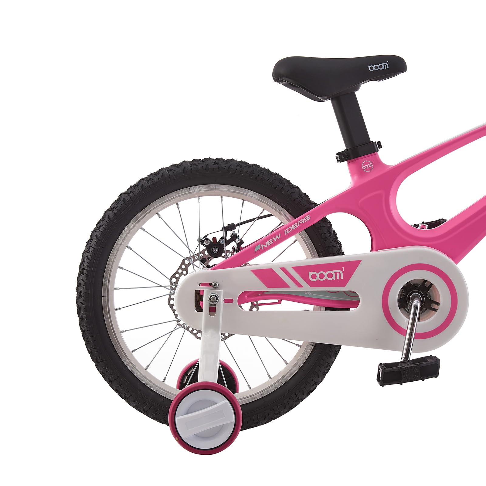 BSTSEL children's pink 14-inch bike with double brakes, silent stabilizers, suitable for boys and girls, perfect kids' gift