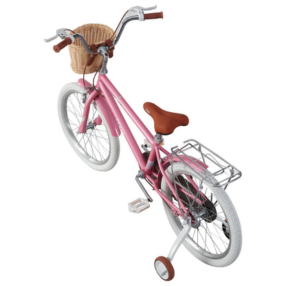 BSTSEL Kids Bike 16" 18" 20" 22“ Pink Baby Girls Children Bicycle with Basket, Rear Bracket, Silent Stabilizers and Double Brakes Ages 5-12 Years Old 16-20 inch Girls Bike Gift (18 inch)