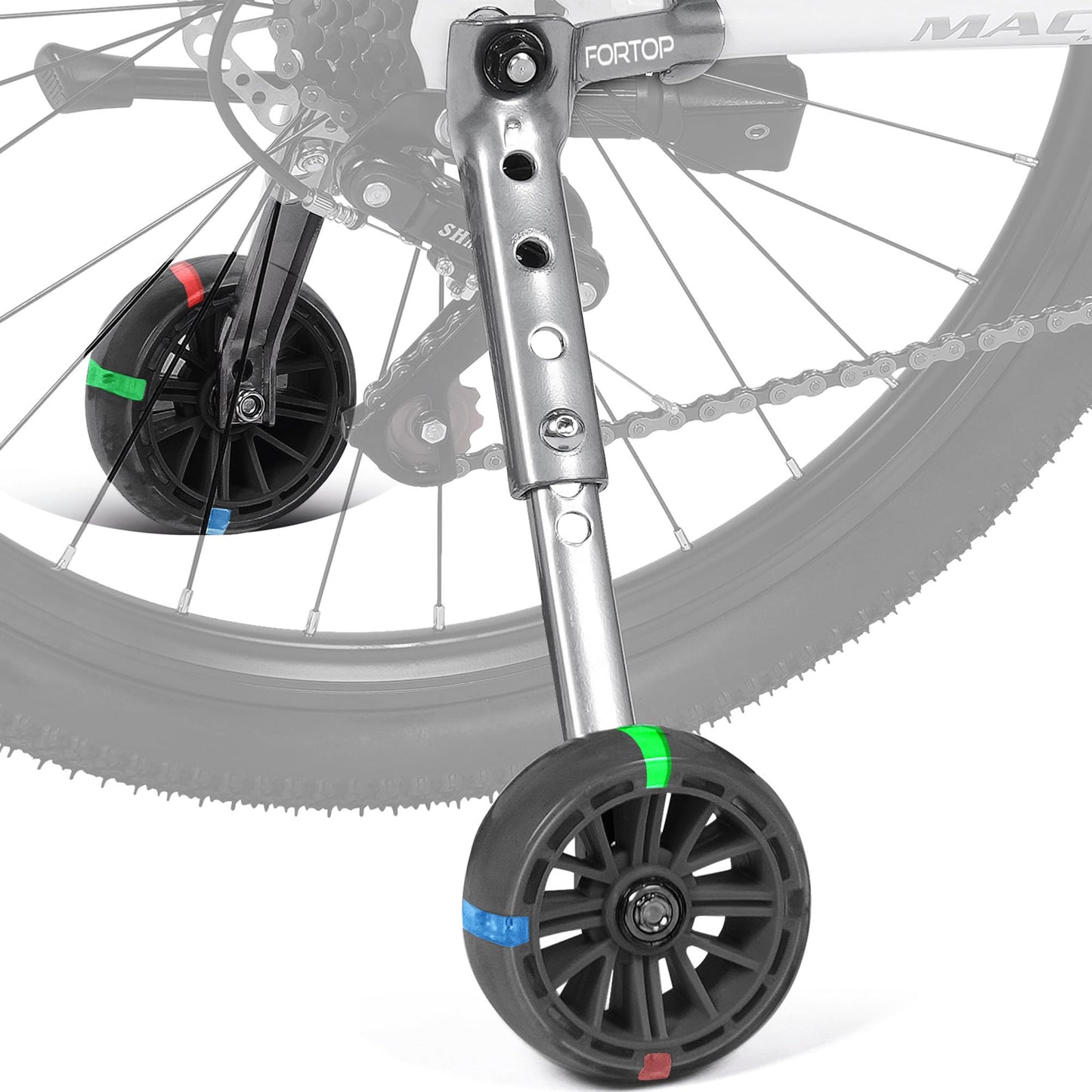 FORTOP Bike Training Wheels, Pair of Heavy Duty Rear with Stabilizers Mounted Kit for 16 18 20 22 inch Kids Boy Girls Variable Bike (Black)