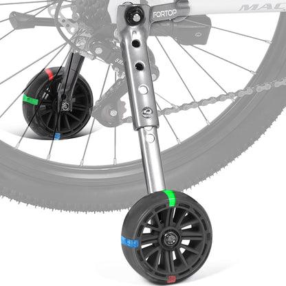 FORTOP Bike Training Wheels, Pair of Heavy Duty Rear with Stabilizers Mounted Kit for 16 18 20 22 inch Kids Boy Girls Variable Bike (Black)