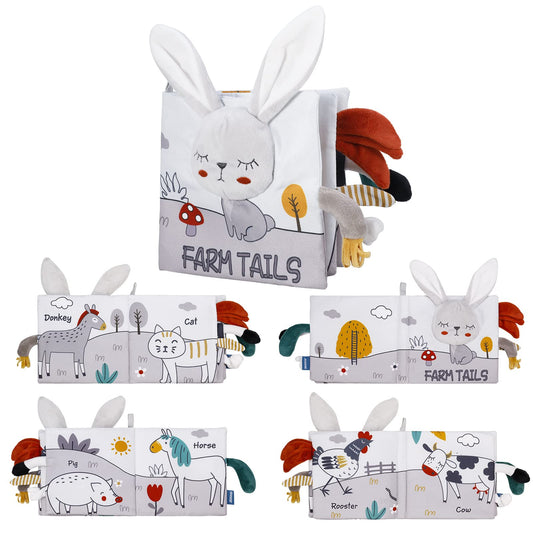 Baby Books, Soft Crinkle Cloth Sensory Toy High Contrast Soft Book, Fabric Touch and Feel Activity Early Development Toy Infant Boy Girl Shower Present