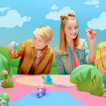 So Slime Go Gooey Snails Mystery Pack featuring colorful stretchy slime snails with surprise inside, sensory fidget toy for kids aged 6+