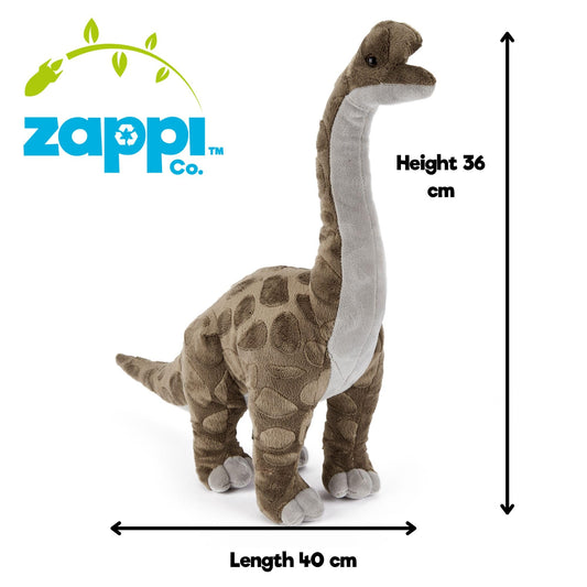 Zappi Co Plush Children's Stuffed Soft Cuddly Plush Toy-Part of Safari Animals Collection, Perfect for Kids (40cm Depth)(Brachiosaurus Dinosaur)