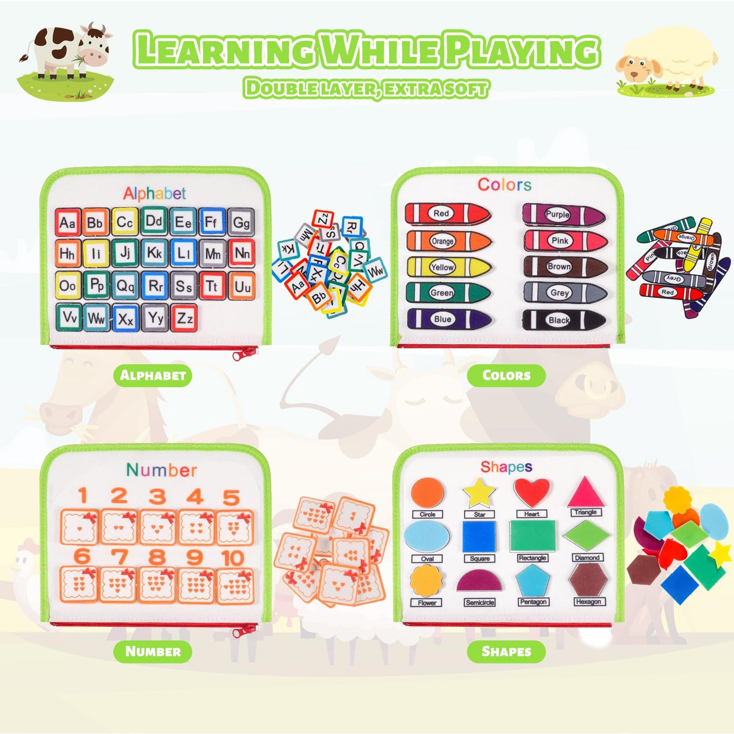 Lanjue Busy Board Sensory Toys for Babies, 6 in 1 Toddlers Toys Sensory Activity Board Preschool Educational Toys for Learning Fine Motor Skills Toddler Travel Toys for 1+ Year Old Girls Boys, Medium