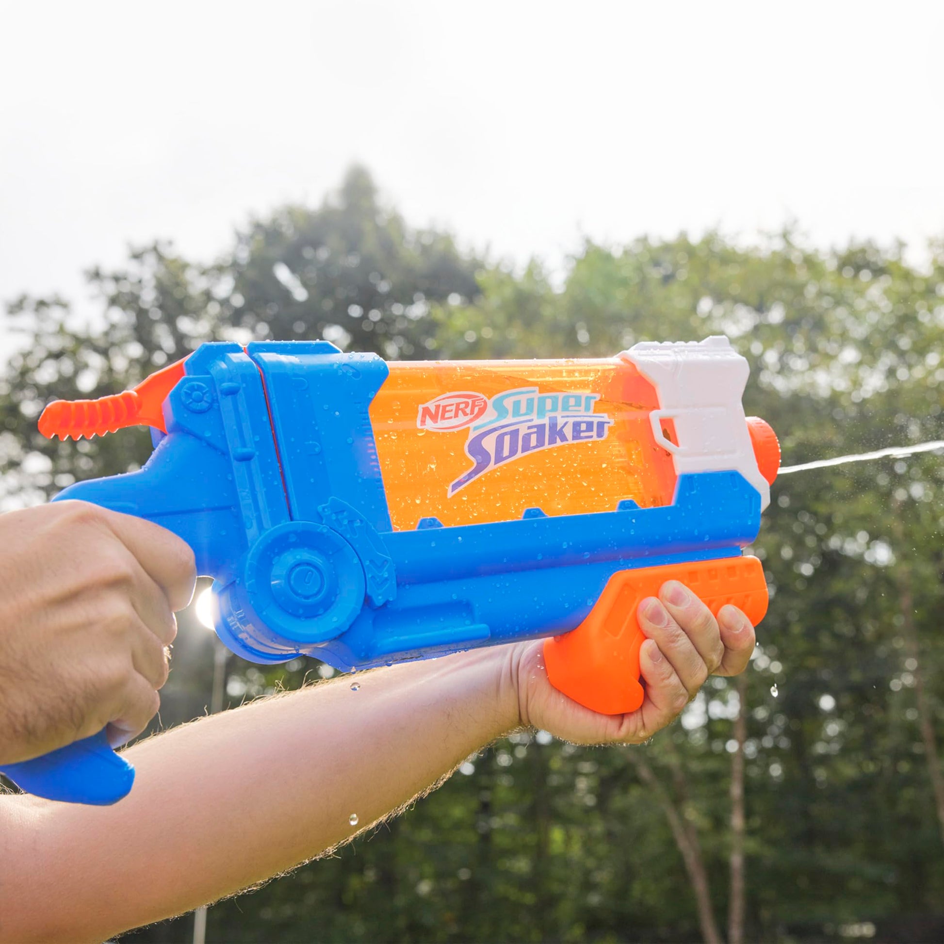 Nerf Super Soaker Flip Fill water blaster with multicolor design, 887ml capacity, ideal for garden water games