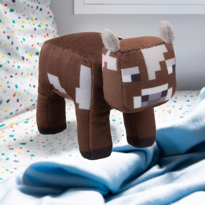 VFM - Minecraft Cow Soft Toy Clip On Video Game Character-Officially Licensed Toy Plush Stuffed Toy Plush Toy Cute Stuffed Plushie, Gifts for Birthday, Valentine's Day Christmas - 13cm Brown