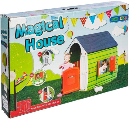 Garden Store Direct 10-561 Magical House Kids Playhouse - Indoor/Outdoor Children's Play Tent with Door & Windows, 102x90x109cm, Easy Assembly Plastic Toy House Multiple Colours Available! (Grey Roof)
