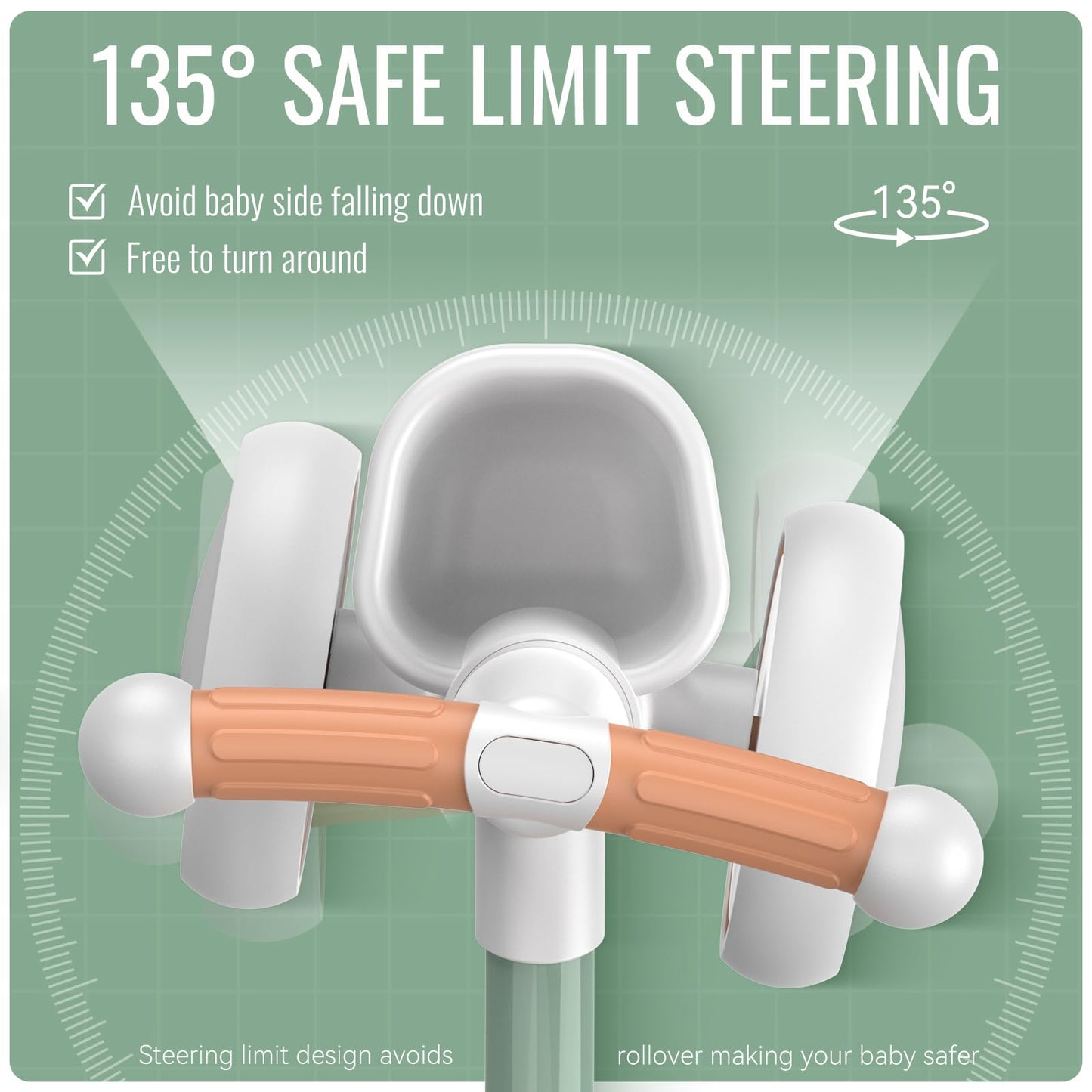 Umatoll baby balance bike in green for 1-year-olds, featuring a removable basket and adjustable seat for toddlers.