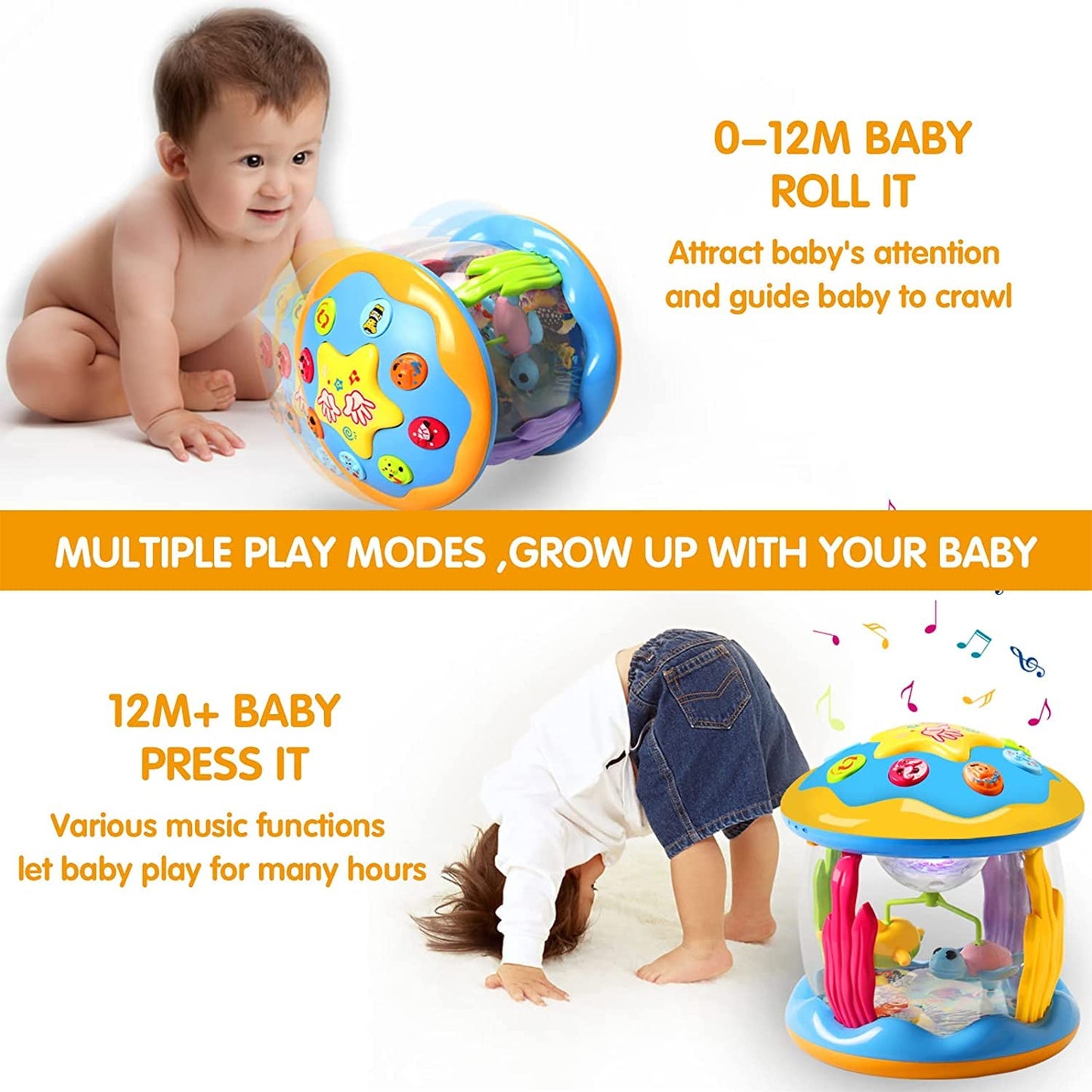 Baby Toys for 1 Year Old Boys Girls Infant Early Learning Educational Musical Light Up Baby Sensory Toys 6 to 12 12-18 Months with Pacify Music/Light Gifts for 1 2 Year Old Kids Christmas Birthday